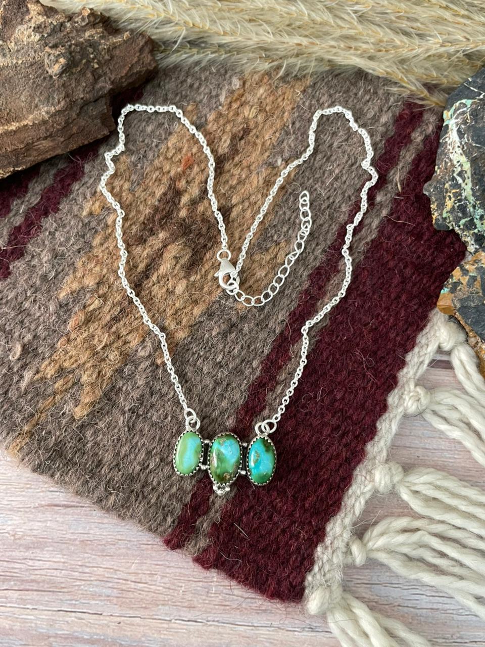 Handmade Sterling Silver Sonoran Mountain Turquoise Necklace "Signed Nizhoni"