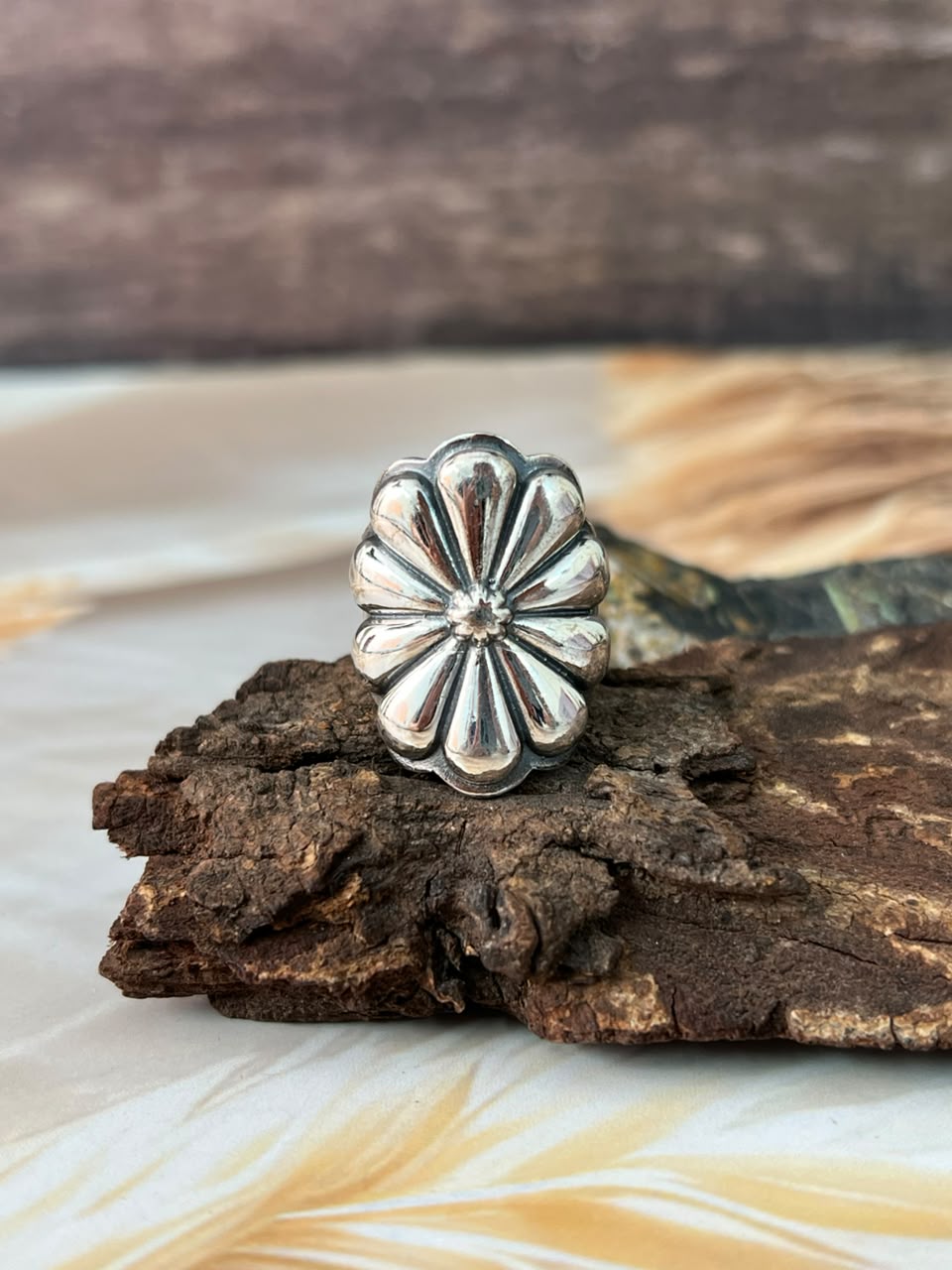 Handmade Sterling Silver Shiny Adjustable Flower Ring Leslies Fav