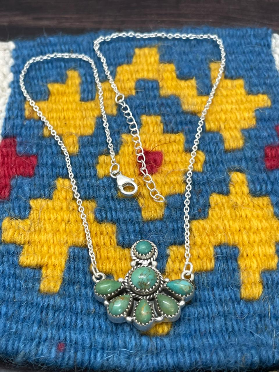 Handmade Sterling Silver Kingman Turquoise Necklace "Signed Nizhoni"