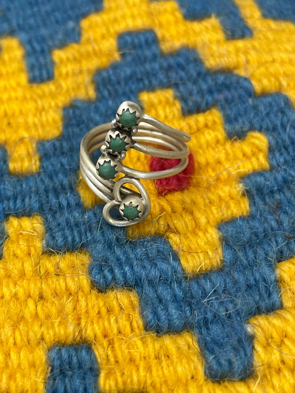 Handmade Sterling Silver Kingman Turquoise Adjustable Ring " Signed Nizhoni"