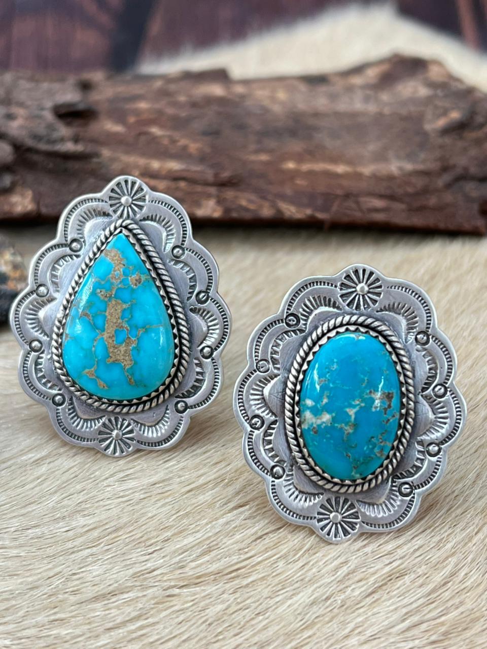 Handmade Sterling Silver White Water Adjustable Ring "Signed Nizhoni"