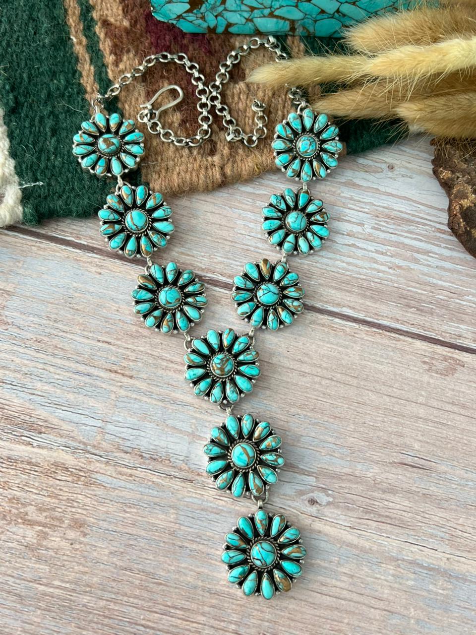Handmade Sterling Silver Mint Dahlia Collection: Necklace "Signed Nizhoni"