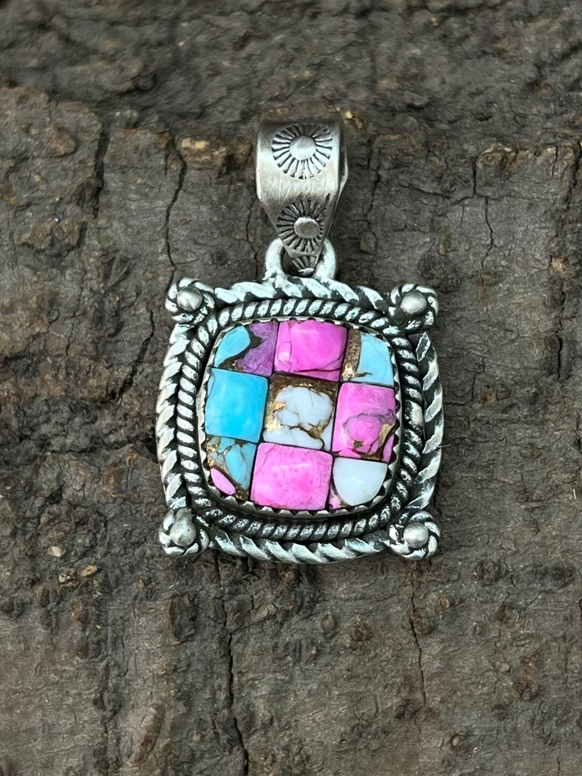 Handmade Sterling Silver Cotton Candy Pendant "Signed Nizhoni"