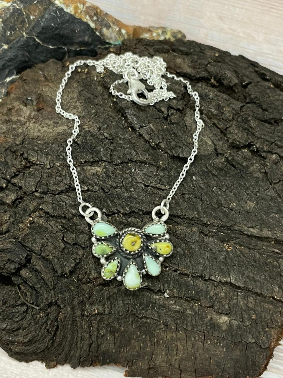 Handmade Sterling Silver Palomino Turquoise Necklace "Signed Nizhoni"