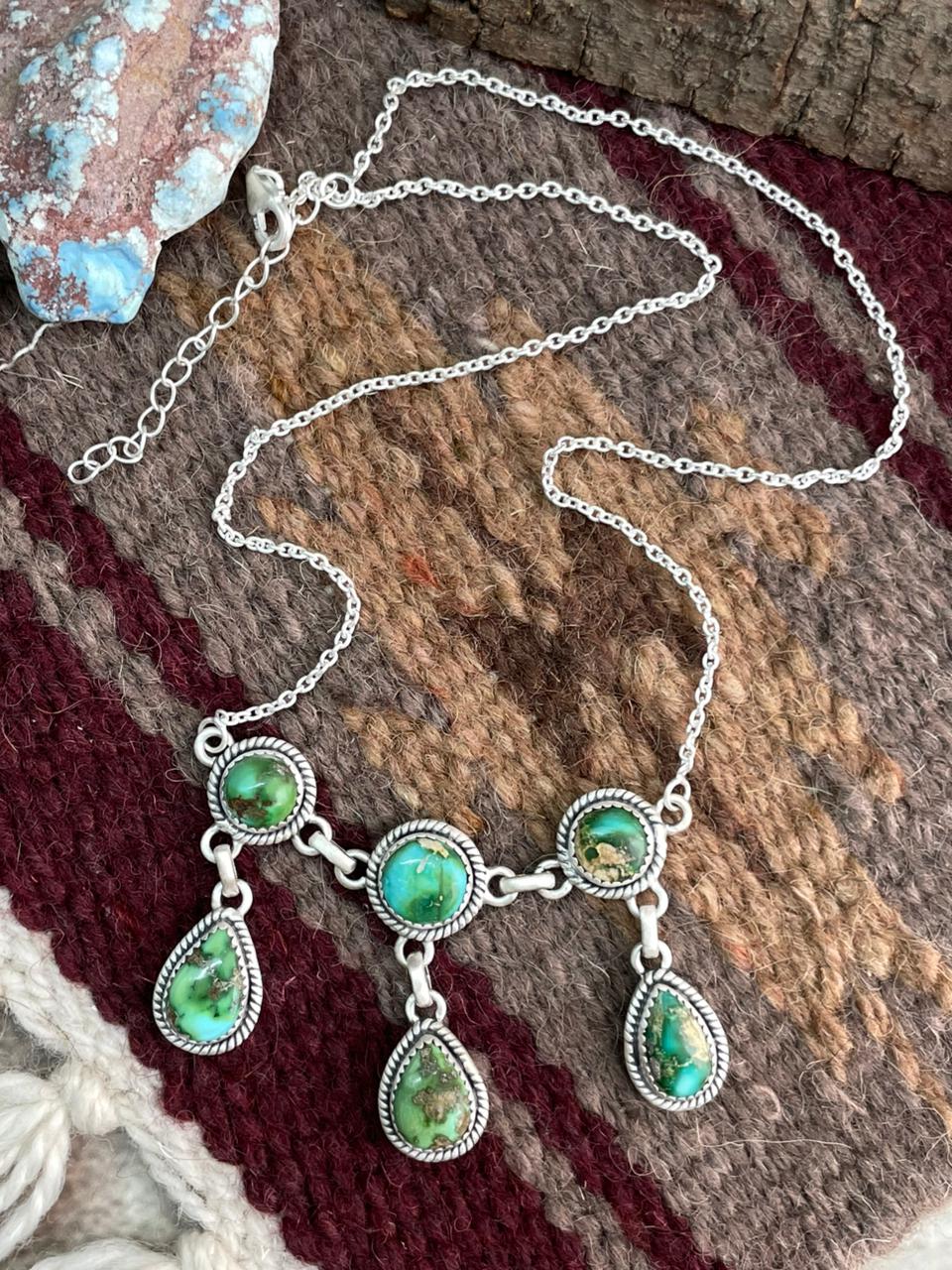 Handmade Sterling Silver Sonoran Mountain Turquoise Necklace "Signed Nizhoni"