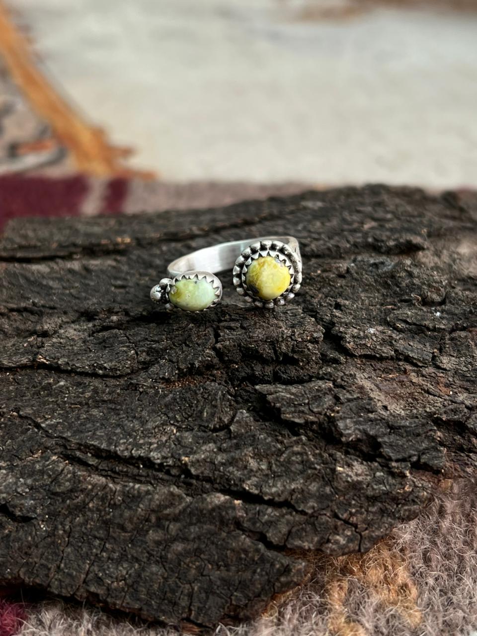 Handmade Sterling Silver Palomino Turquoise Ring "Signed Nizhoni"