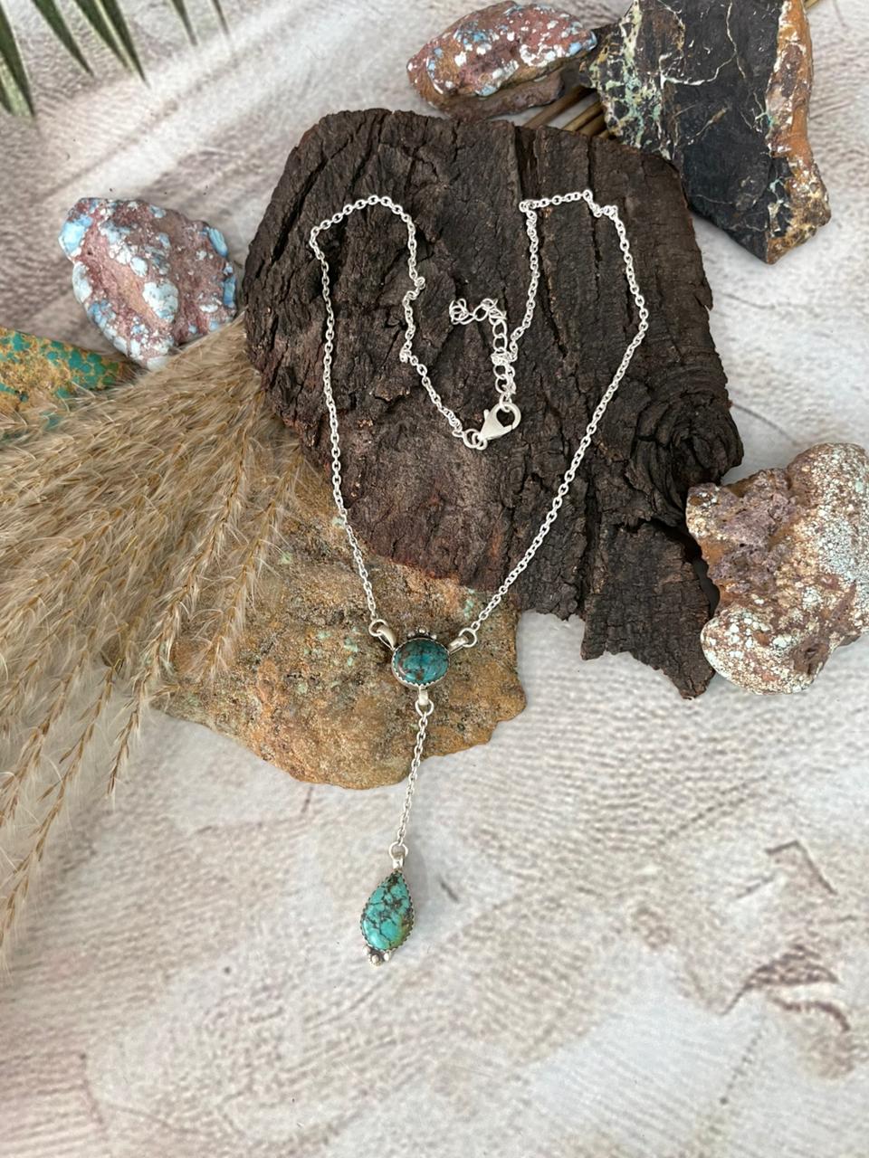Handmade Sterling Silver Tibetan Turquoise Necklace "Signed Nizhoni"