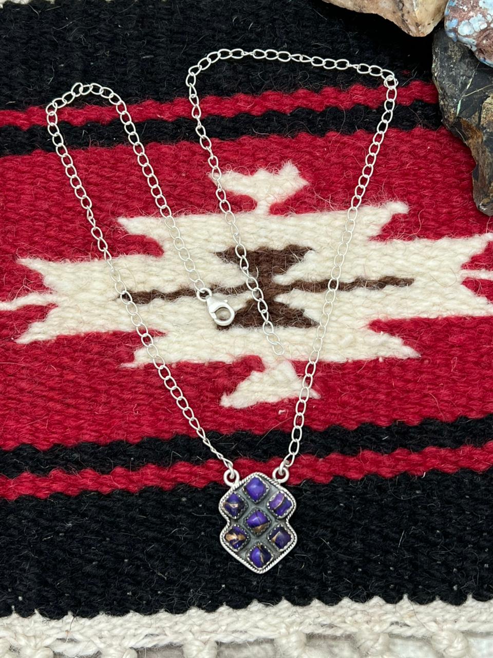 Handmade Sterling Silver Grape Dahlia Necklace "Signed Nizhoni"