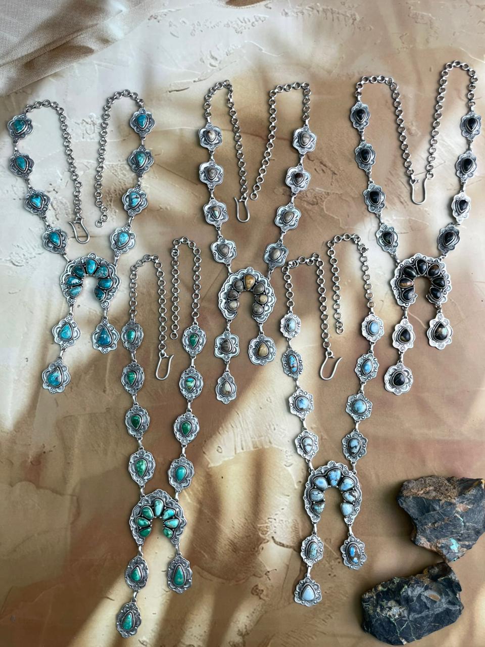 Handmade Sterling Silver Multi Stones Necklace "Signed Nizhoni"