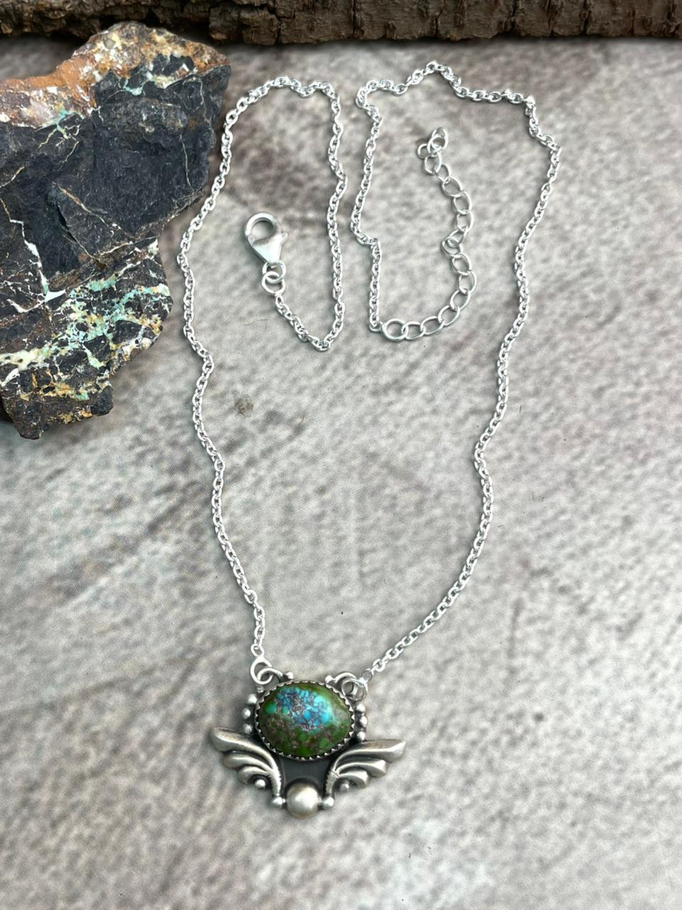 Handmade Sterling Silver Sonoran Mountain Turquoise Necklace "Signed Nizhoni"