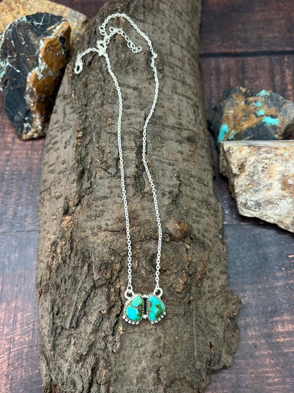 Handmade Sterling Silver Sonoran Mountain Turquoise Necklace "Signed Nizhoni"