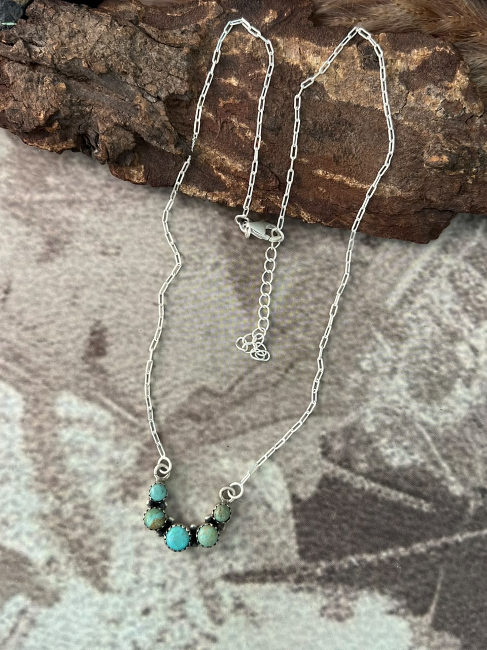 Handmade Sterling Silver Number 8 Turquoise Collection: Necklace Signed Nizhoni