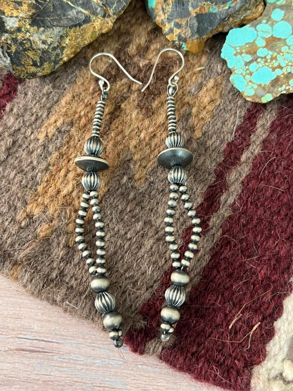 Handmade Sterling Silver Beaded Hook Earrings