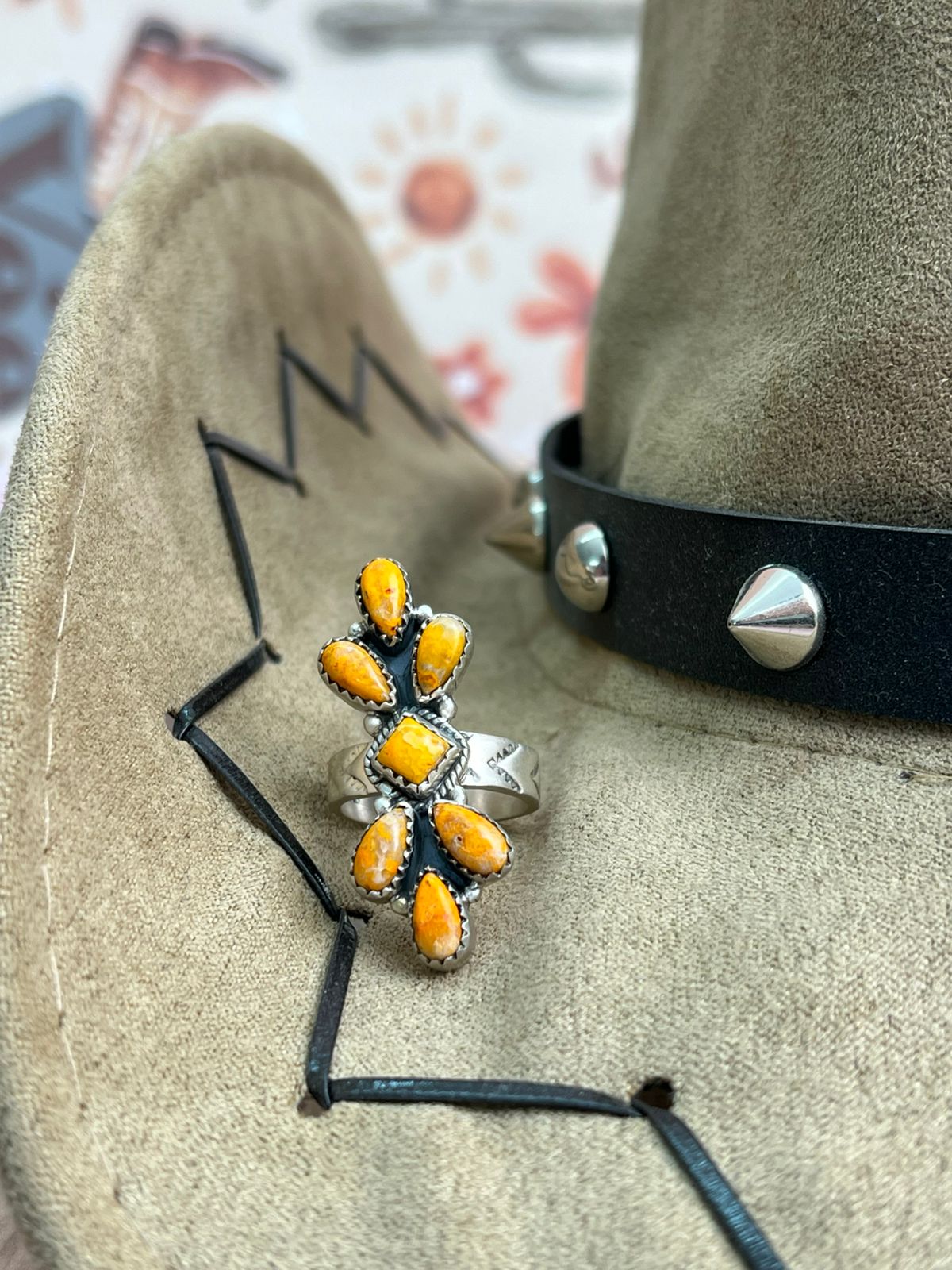 Handmade Sterling Silver Bumblebee Adjustable Ring "Signed Nizhoni"