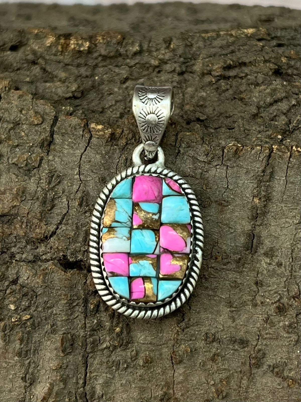 Handmade Sterling Silver Cotton Candy Pendant "Signed Nizhoni"