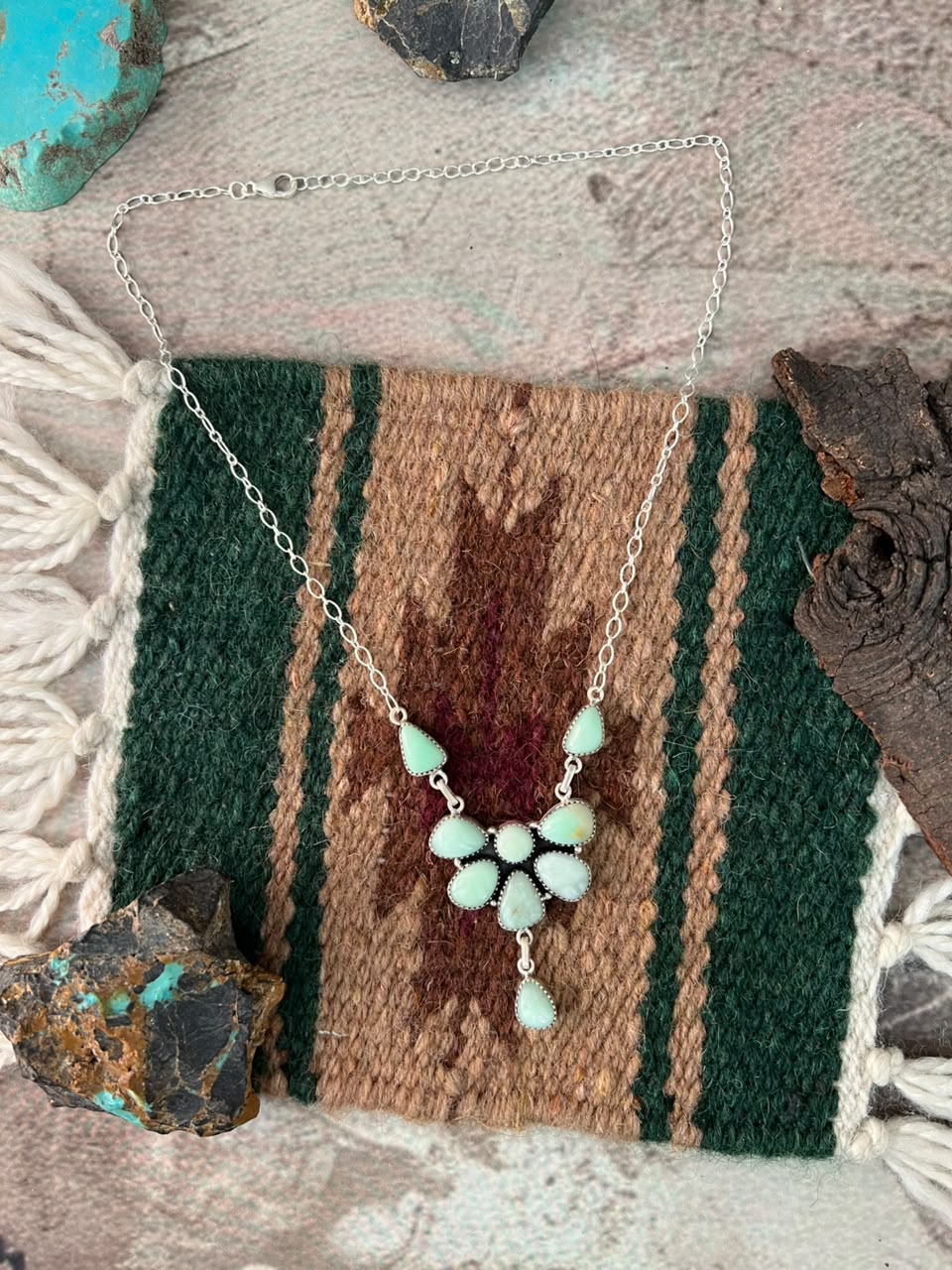 Handmade Sterling Silver Paloma Turquoise Necklace Signed Nizhoni