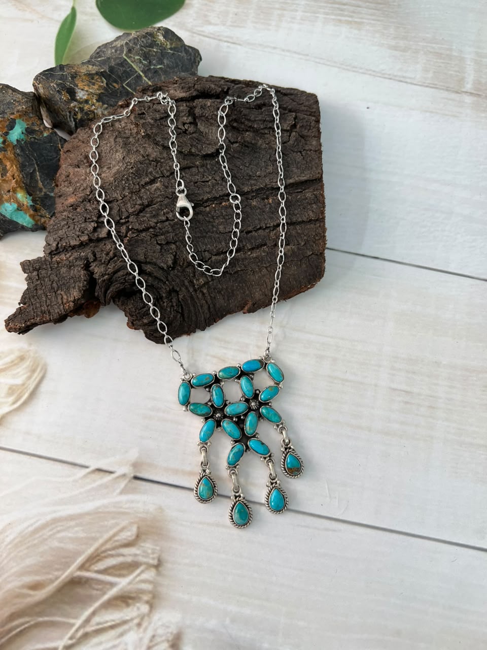 Handmade Sterling Silver Kingman Turquoise Necklace Signed Nizhoni (7)