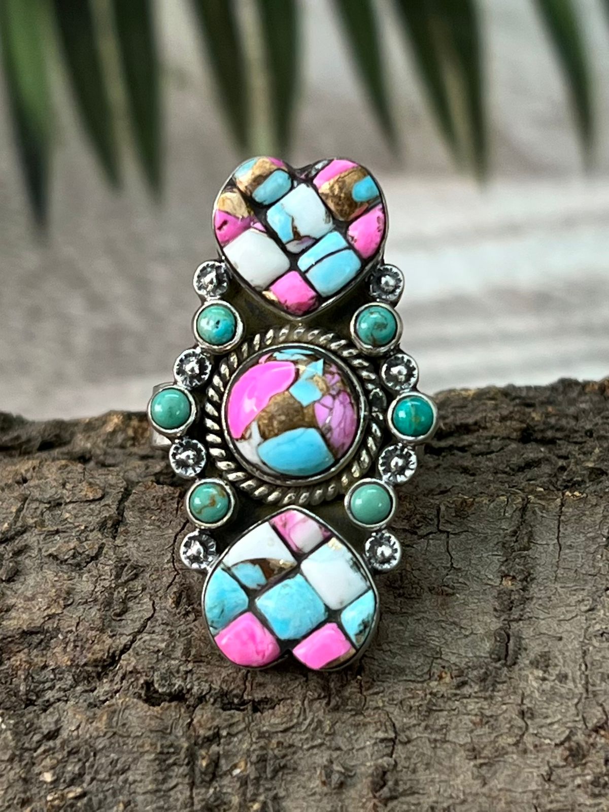 Handmade Sterling Silver Cotton Candy Adjustable Ring "Signed Nizhoni"