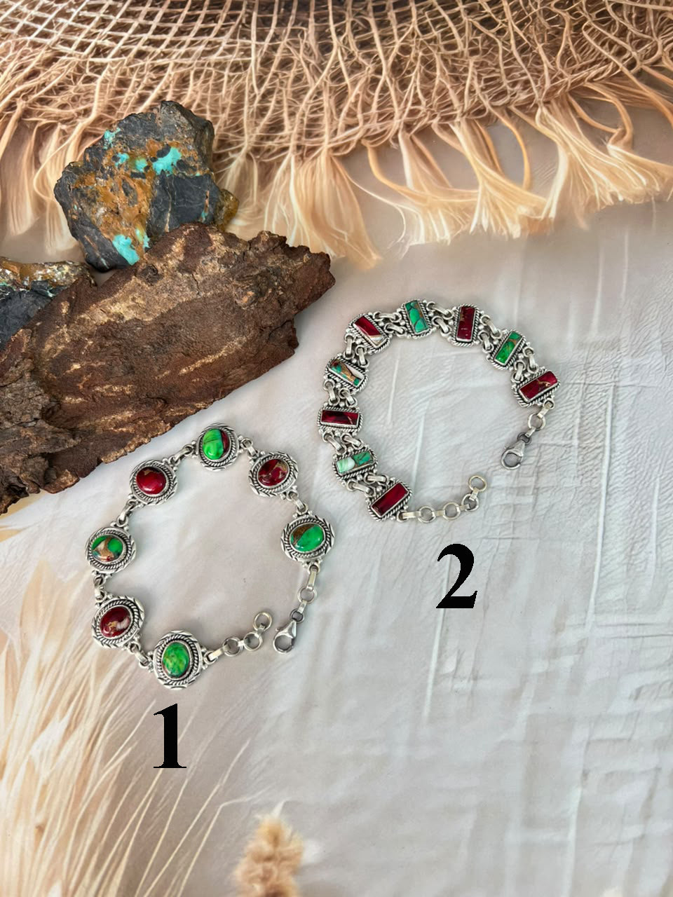 Handmade Sterling Silver Christmas Dahlia Collection: Chain Bracelet Signed Nizhoni