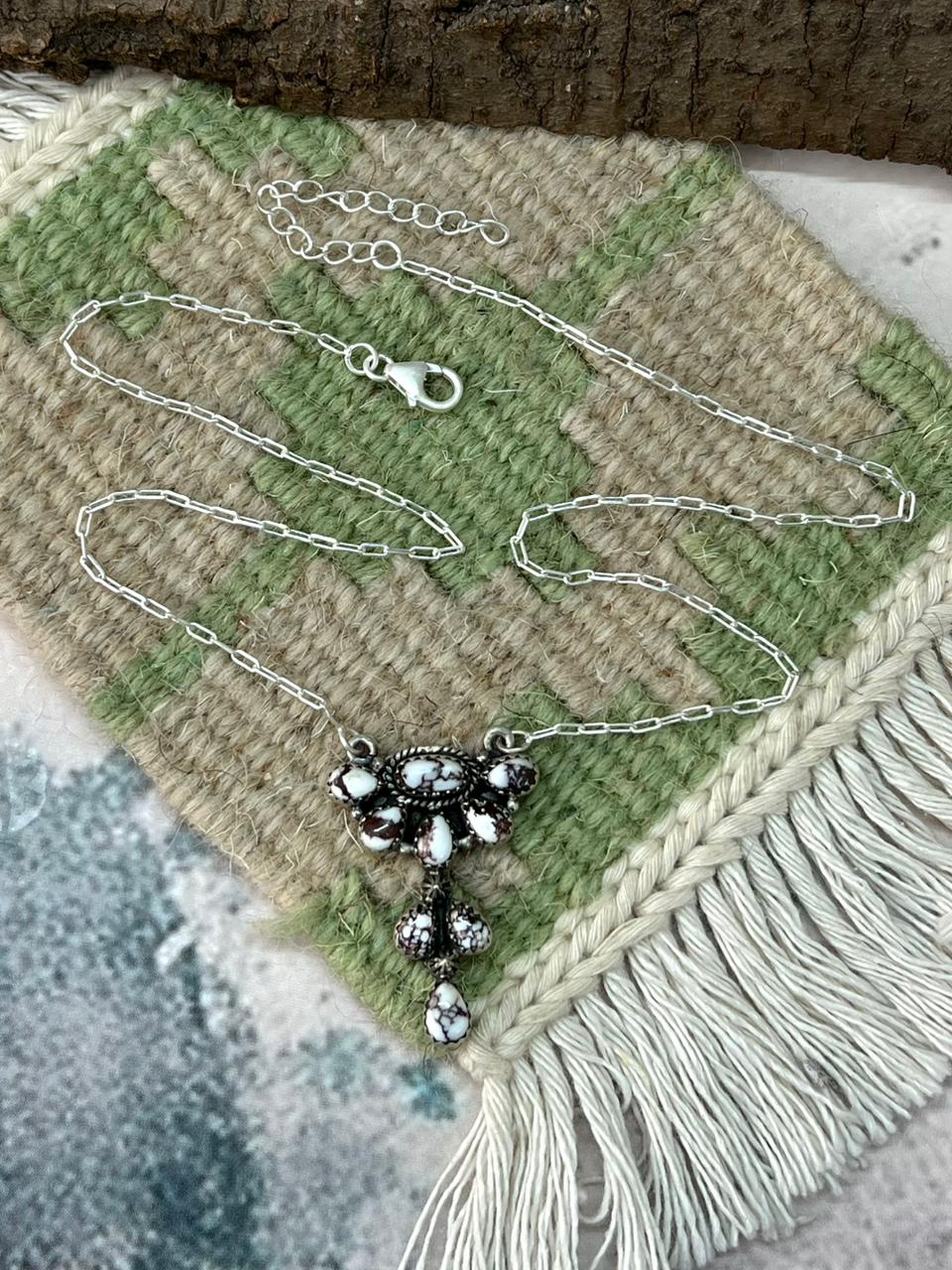 Handmade Sterling Silver Wildhorse Magnesite Necklace "Signed Nizhoni"