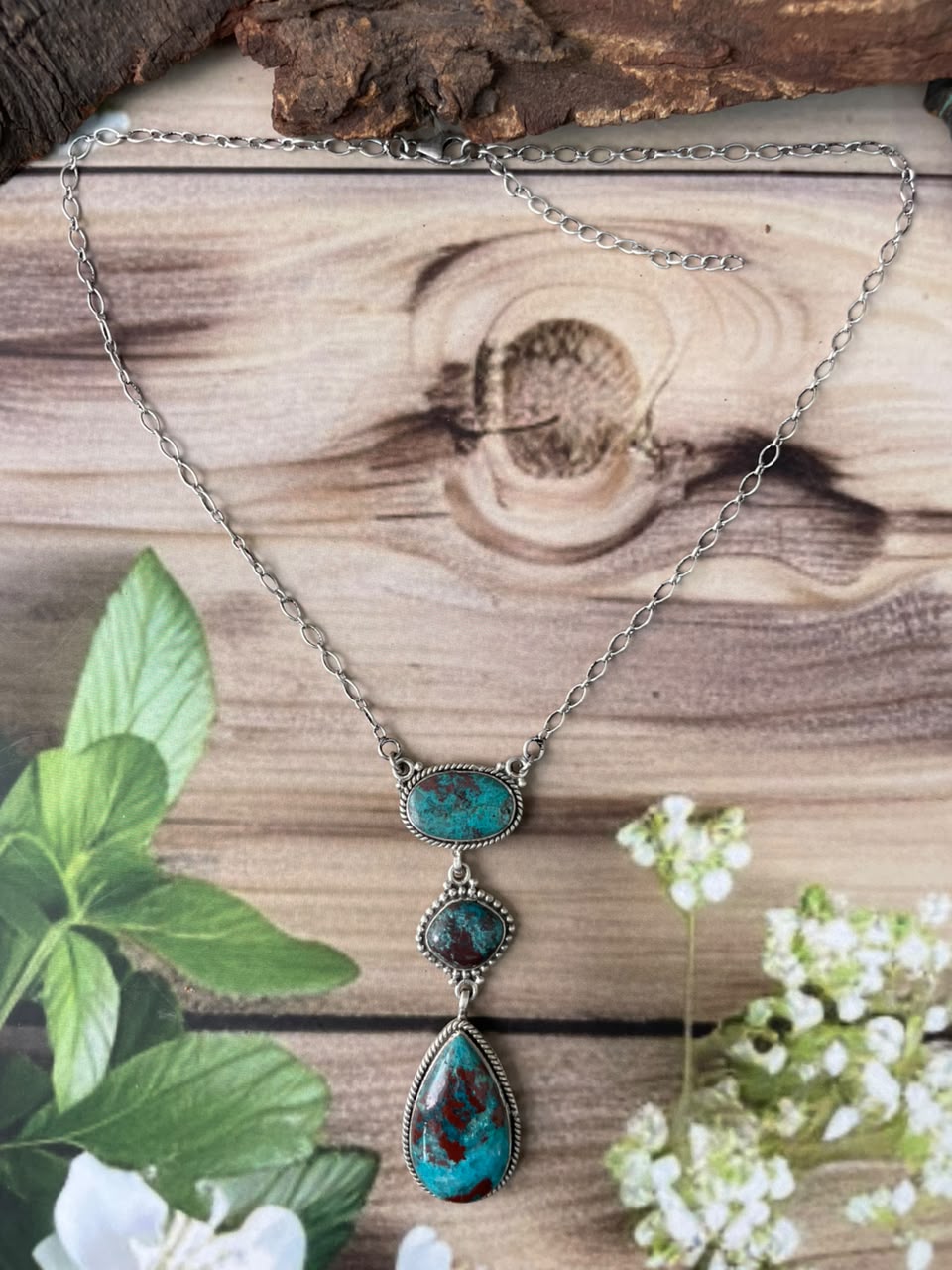Handmade Sterling Silver Gem Silica Collection: Necklace Signed Nizhoni