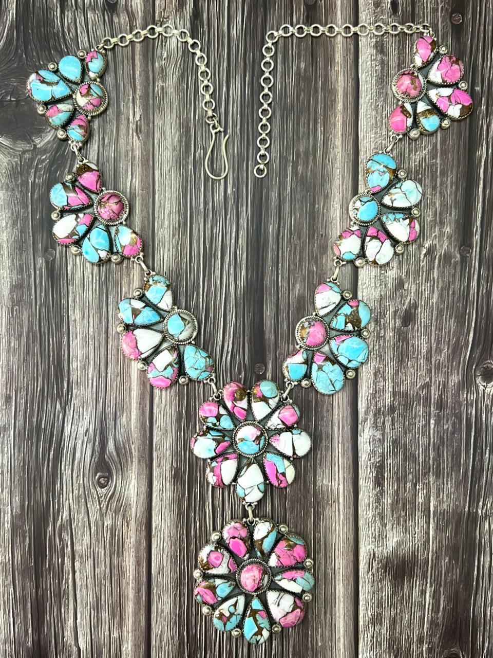 Handmade Sterling Silver Cotton Candy Necklace "Signed Nizhoni"