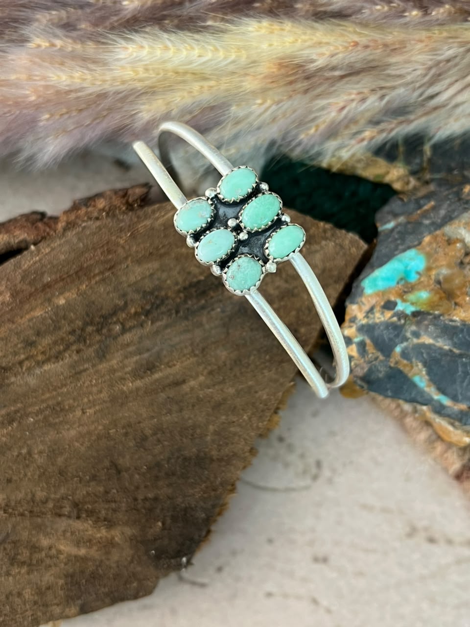 Handmade Sterling Silver Paloma Turquoise Cuff Bracelet Signed Nizhoni