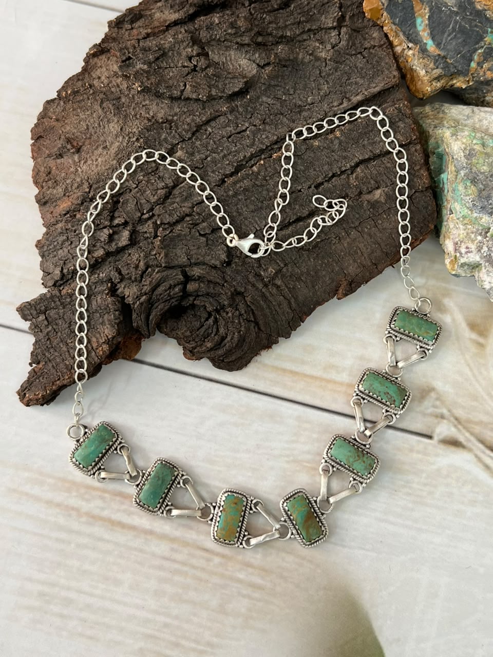Handmade Sterling Silver Royston Turquoise Choker Necklace Signed Nizhoni