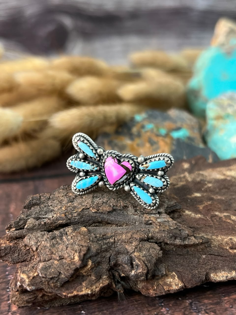 Handmade Sterling Silver Cotton Candy Adjustable Ring Signed Nizhoni (1)