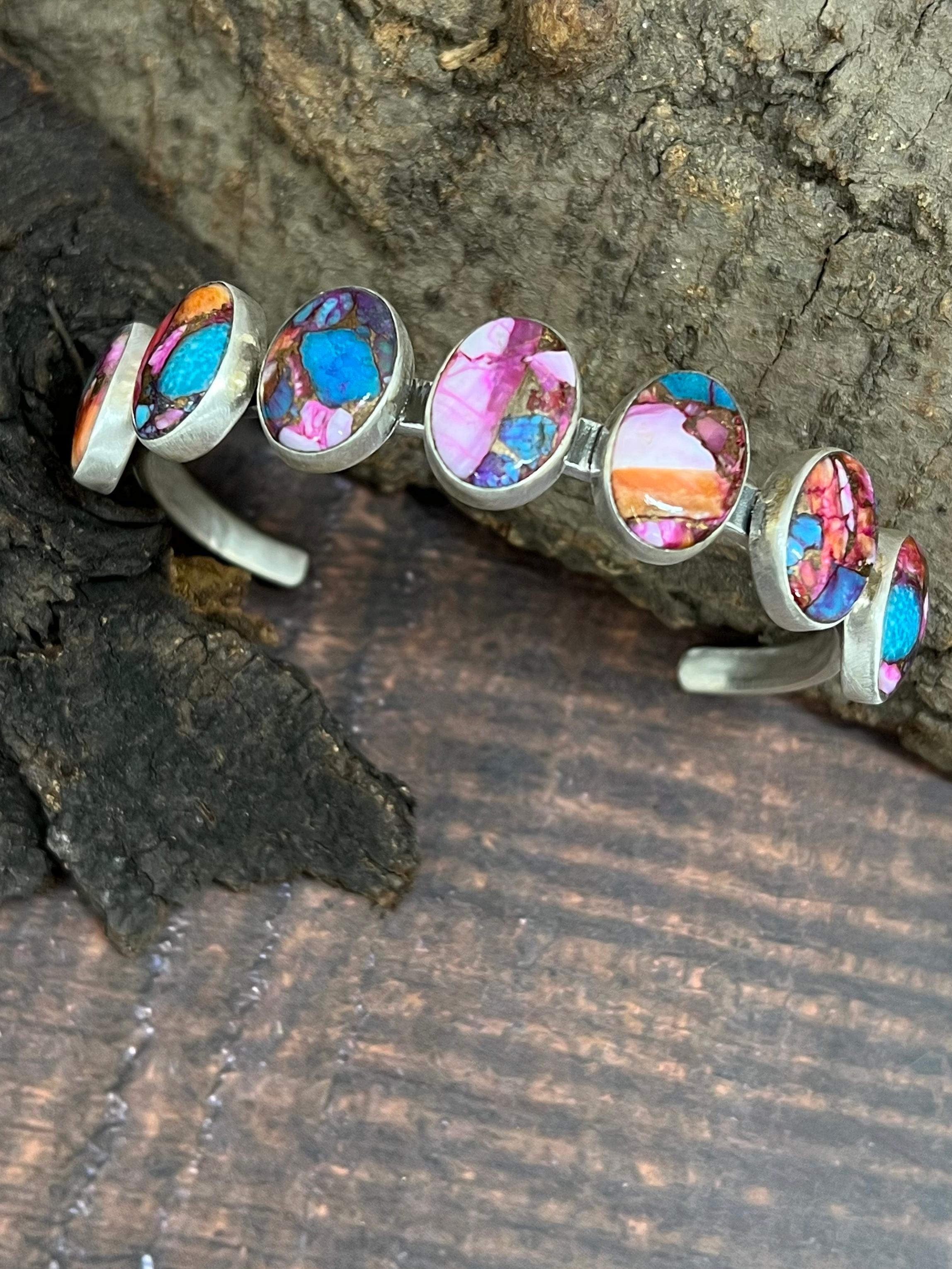 Handmade Sterling Silver Pink Dream Bracelet with Signed Nizhoni (2)