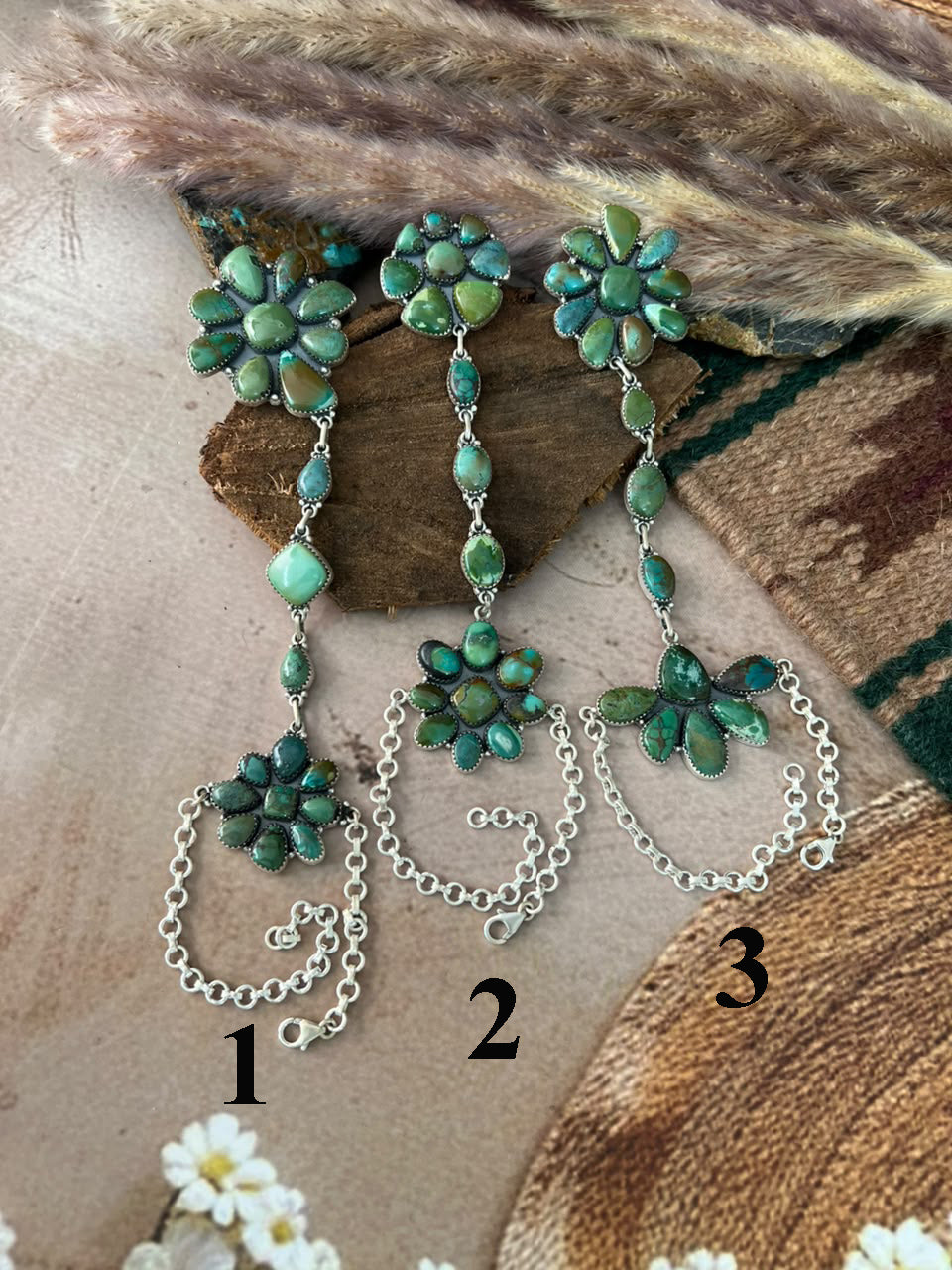 Handmade Sterling Silver Cripple Creek Turquoise Hand Harness "Signed Nizhoni"