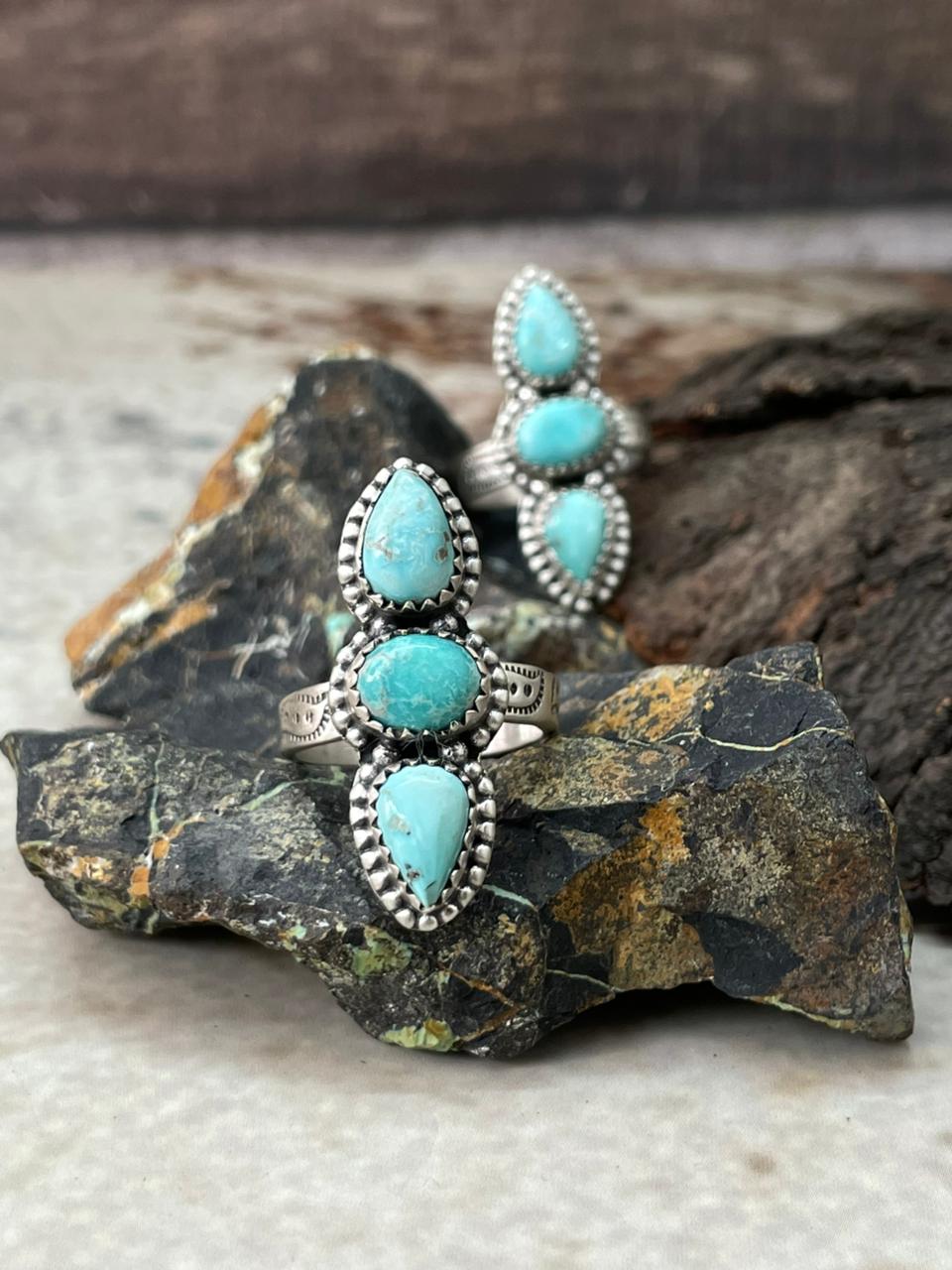 Handmade Sterling Silver White Water Adjustable Ring "Signed Nizhoni"