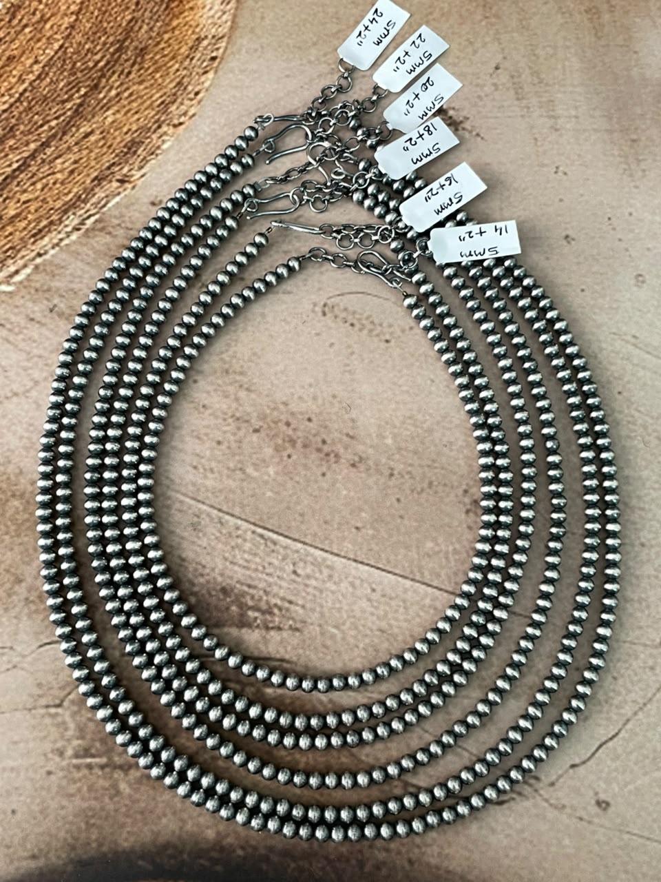 Handmade Nizhoni Silver Over Brass Plated 5MM Beaded Necklace (1)