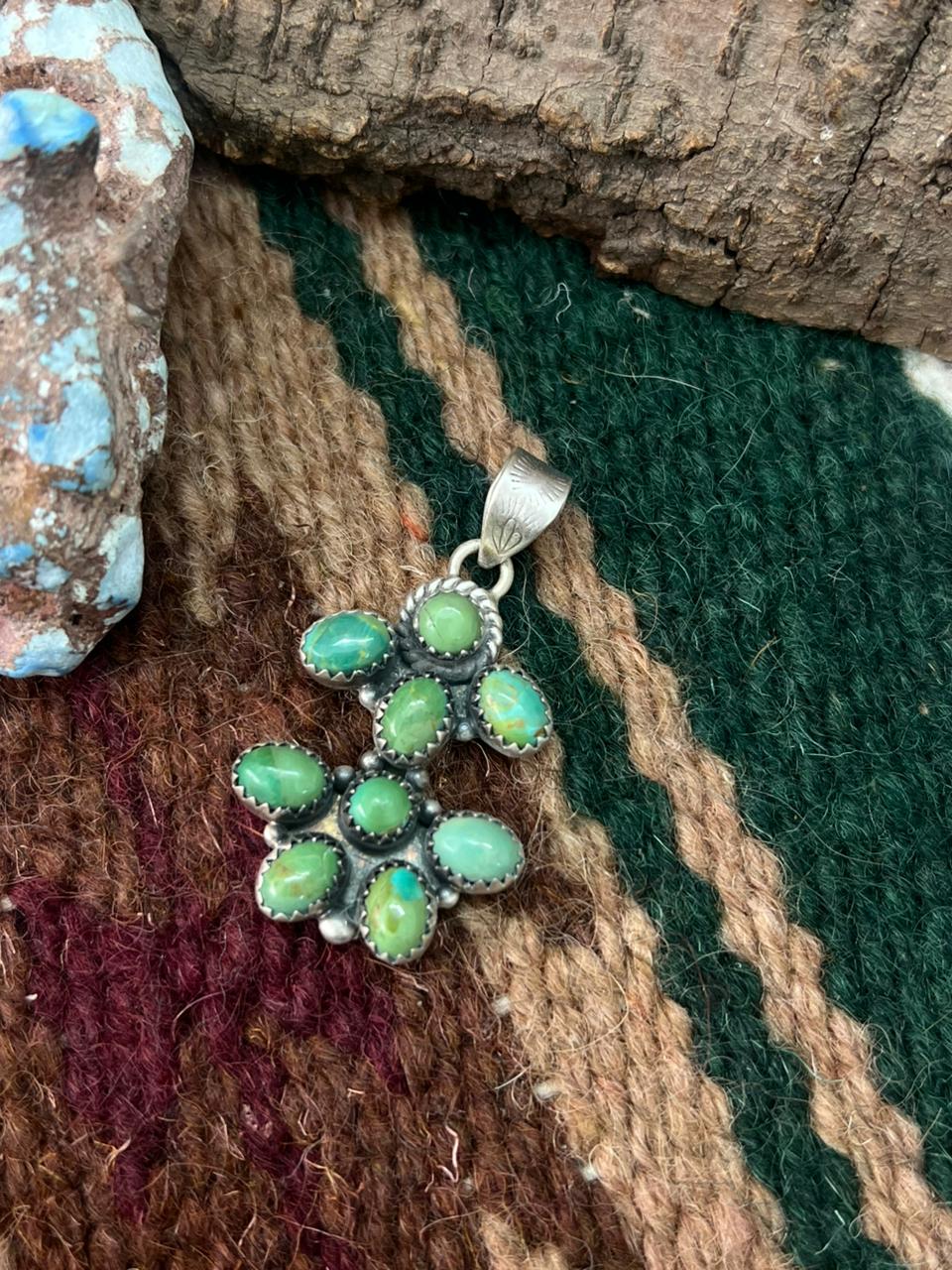 Handmade Sterling Silver Kingman Turquoise Pendant "Signed Nizhoni"