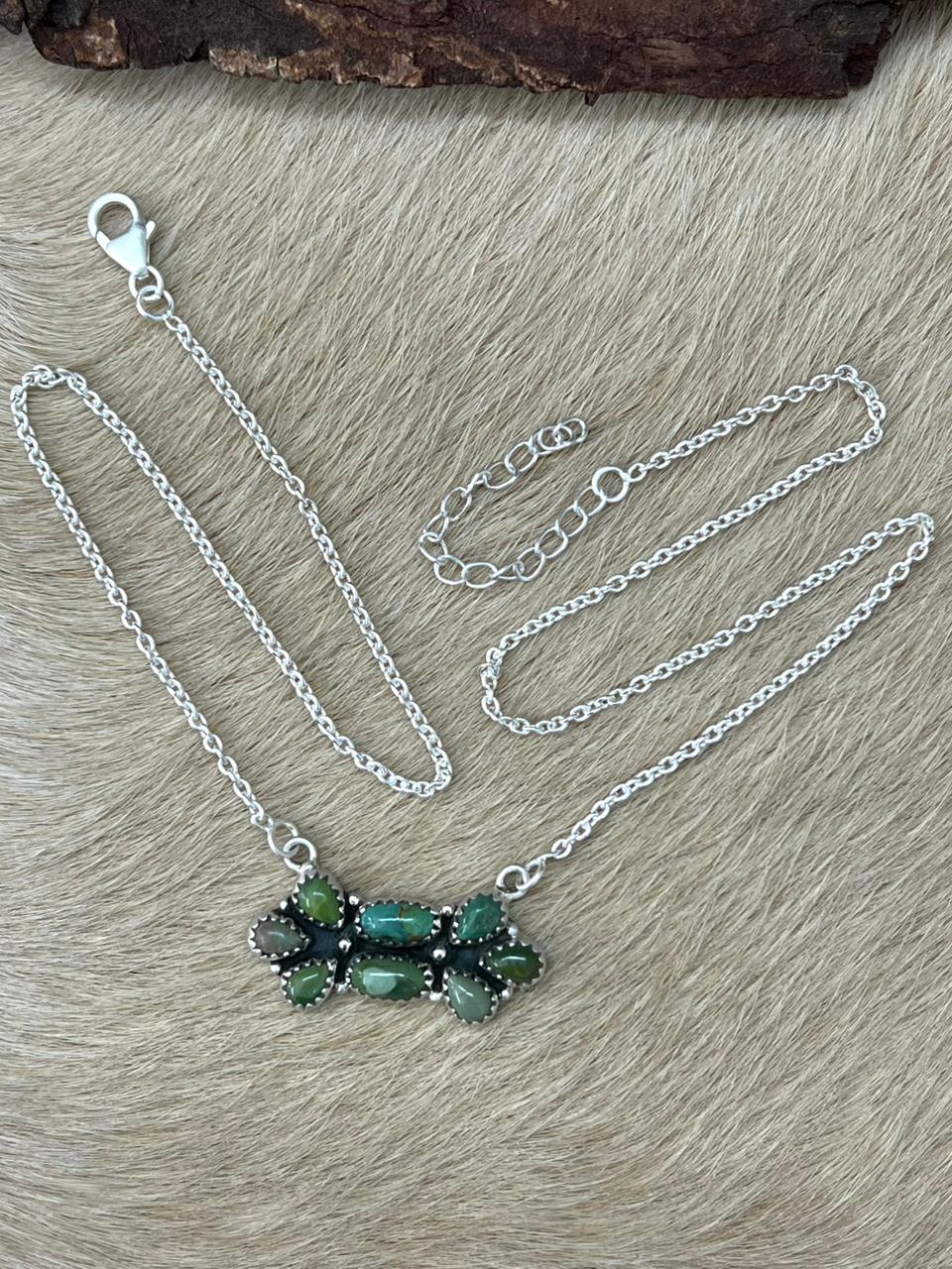 Handmade Sterling Silver Kingman Turquoise Necklace "Signed Nizhoni"