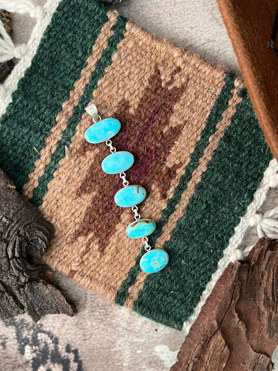 Handmade Sterling Silver Easter Blue Turquoise Pendant Signed Nizhoni