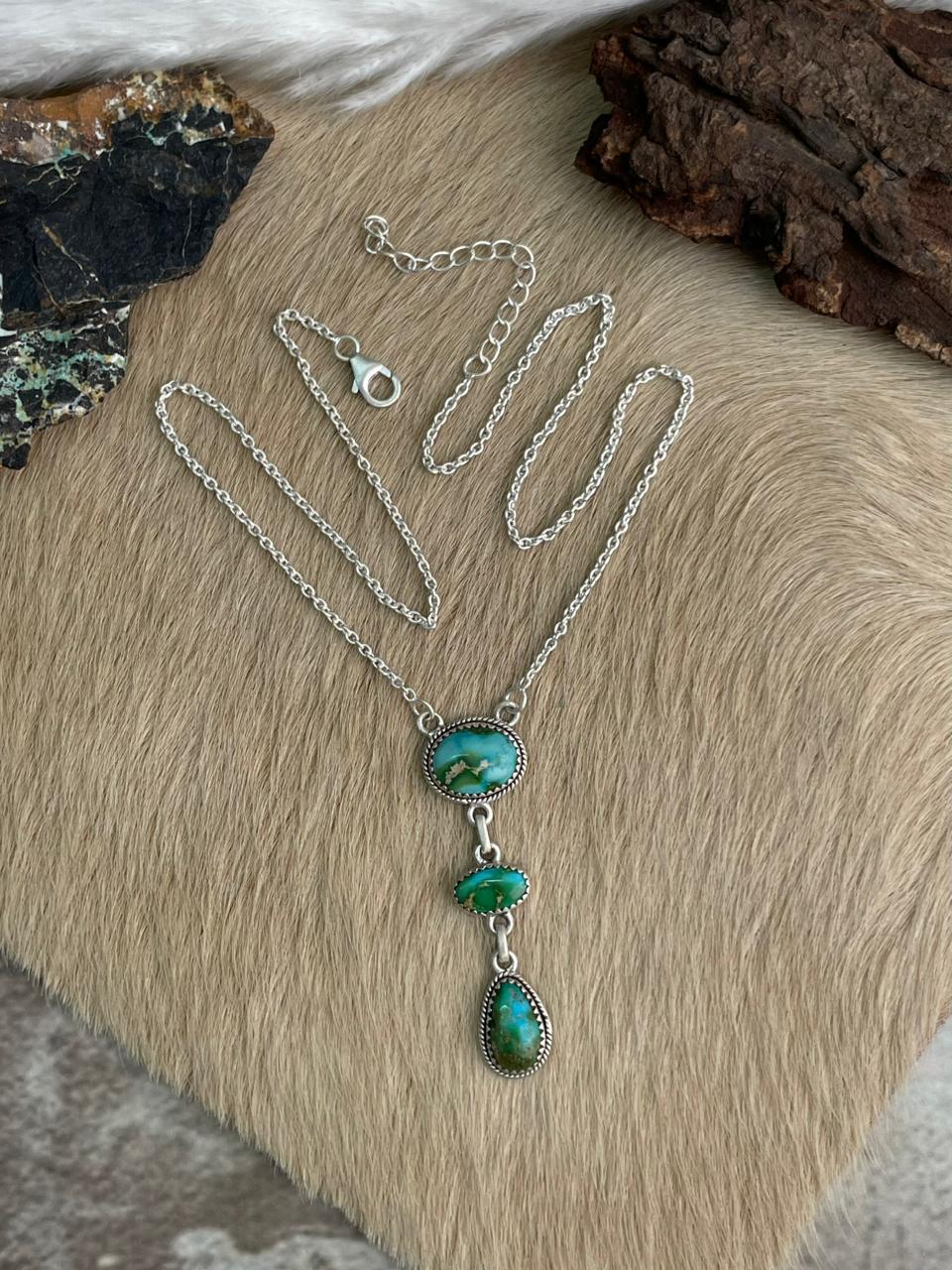 Handmade Sterling Silver Sonoran Mountain Turquoise Necklace "Signed Nizhoni"