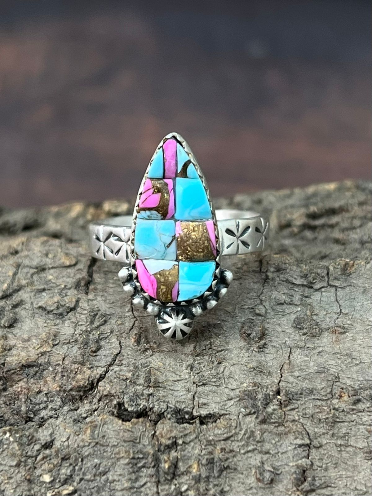 Handmade Sterling Silver Cotton Candy Adjustable Ring "Signed Nizhoni" deal of the day