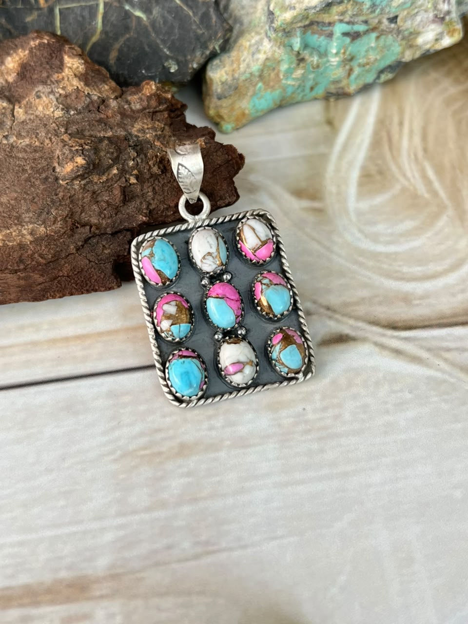 Handmade Sterling Silver Cotton Candy Pendant Signed Nizhoni