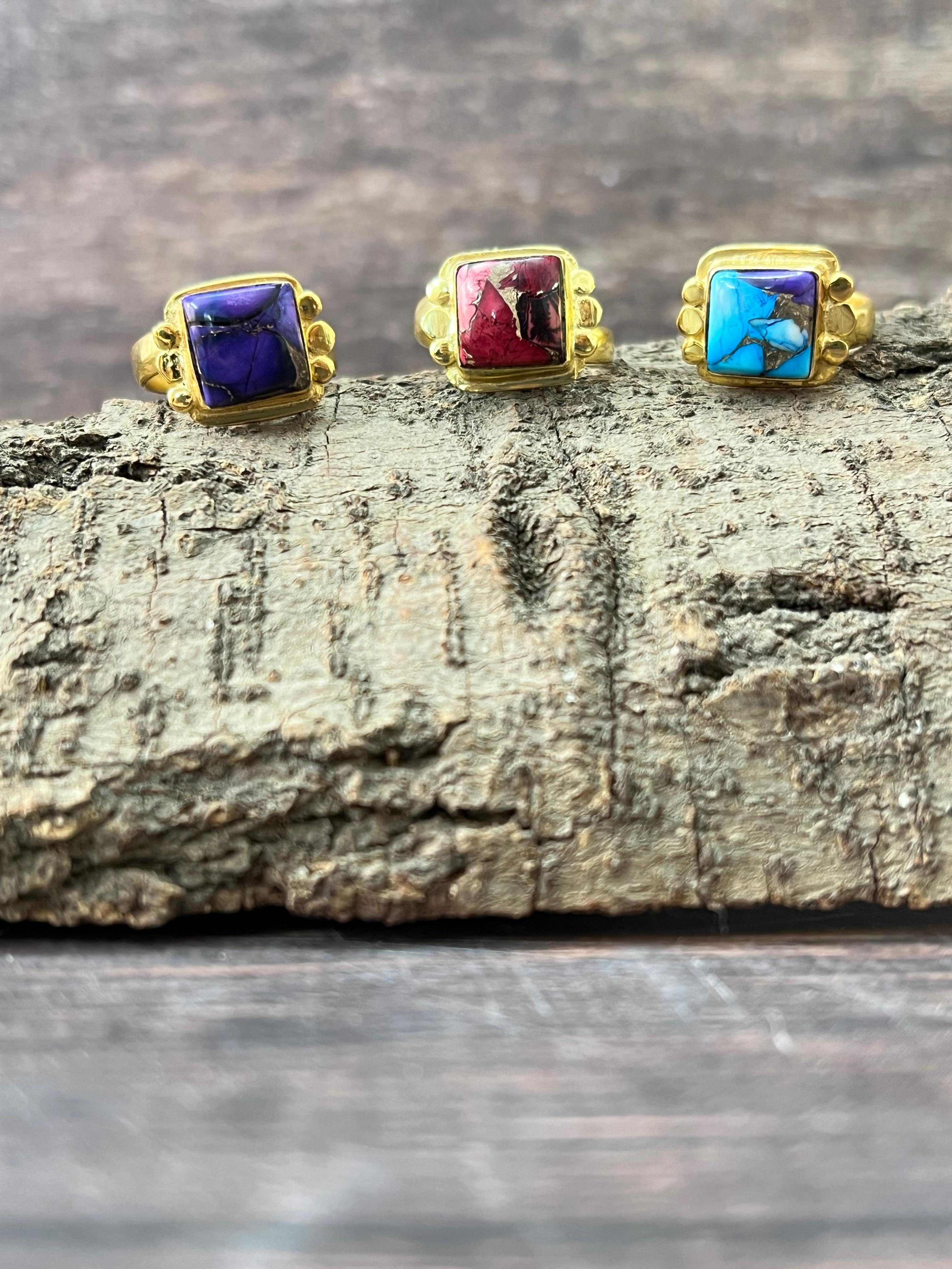 “The Golden Collection” Natural Multi Stone Adjustable Ring (9)