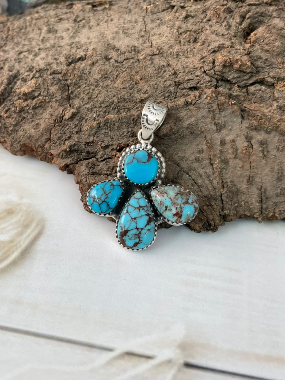 Handmade Sterling Silver Egyptian Turquoise Pendant Signed Nizhoni