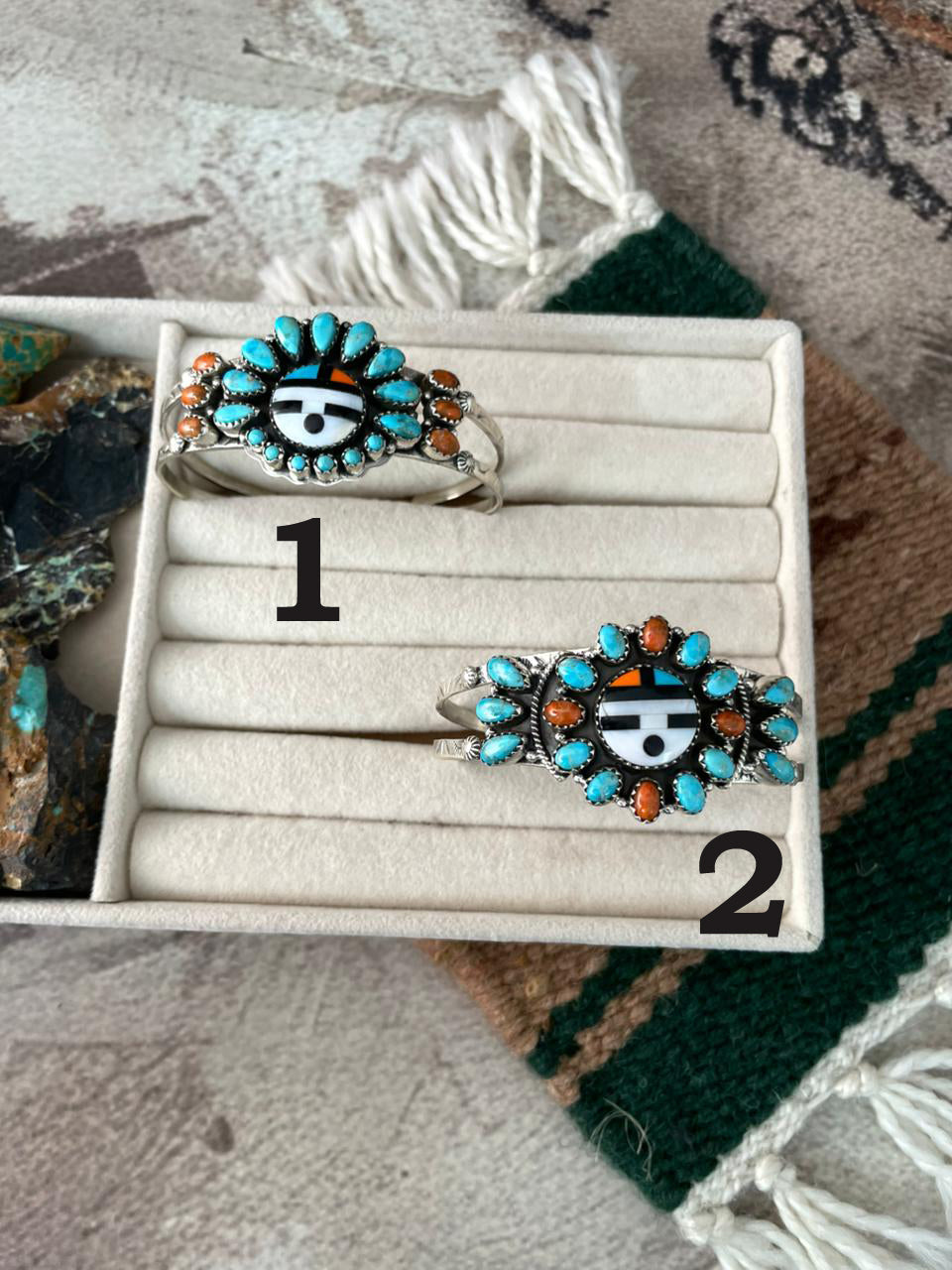 Handmade Sterling Silver Turquoise and MOP Cuff Bracelet "Signed Nizhoni"