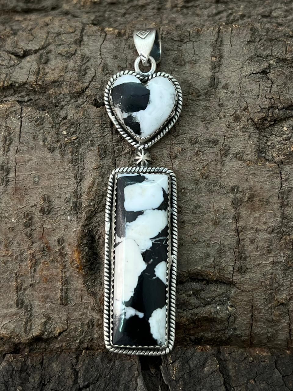 Handmade Sterling Silver White Buffalo Pendant "Signed Nizhoni"