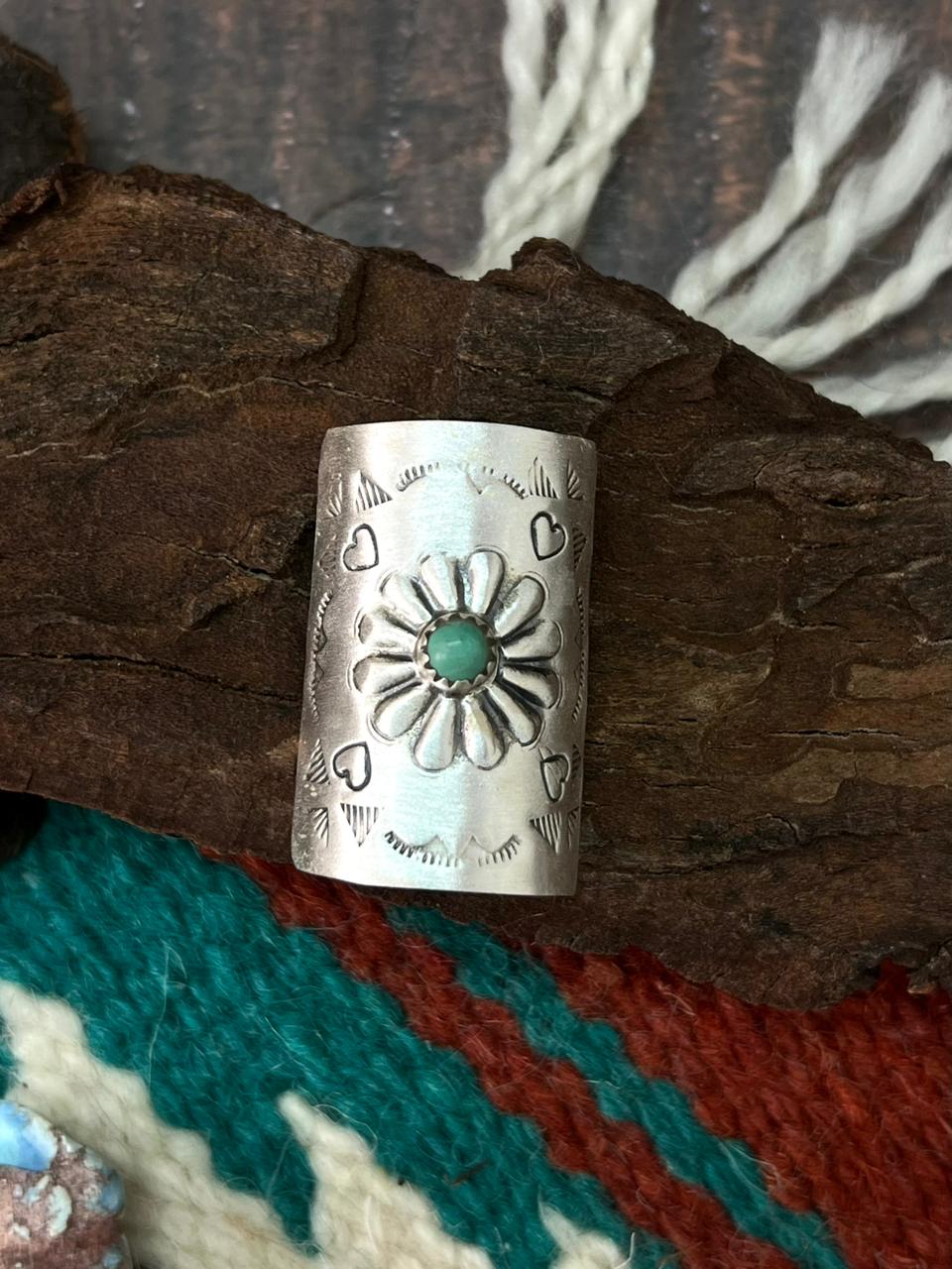 Handmade Sterling Silver Kingman Turquoise Hair Pin "Stamped Nizhoni"