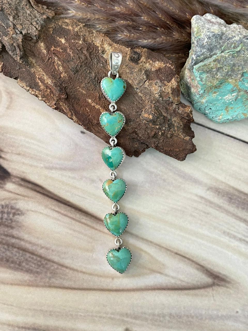 Handmade Sterling Silver Kingman Turquoise Pendant Signed Nizhoni