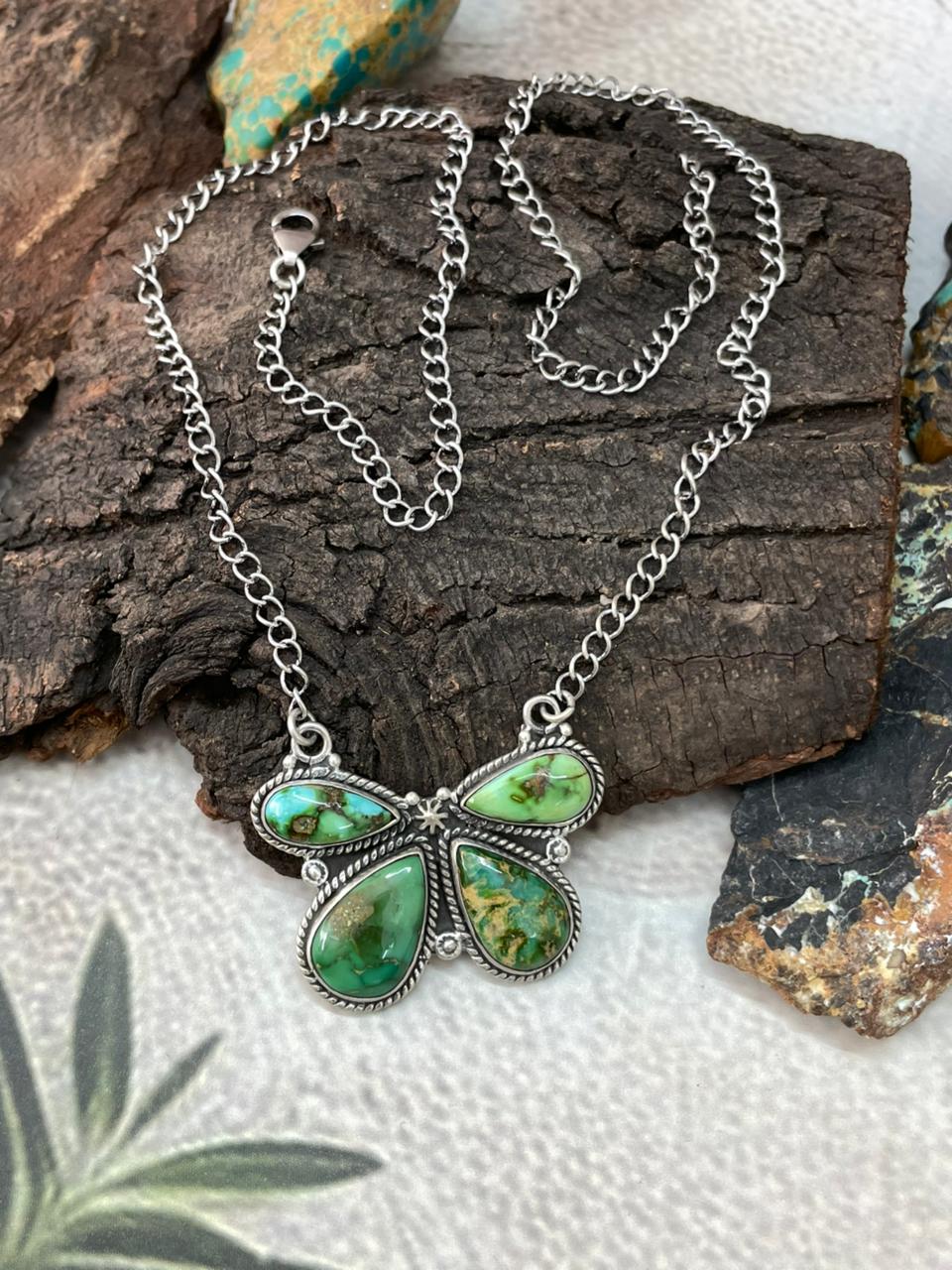 Handmade Sterling Silver Sonoran Mountain Turquoise Necklace "Signed Nizhoni"