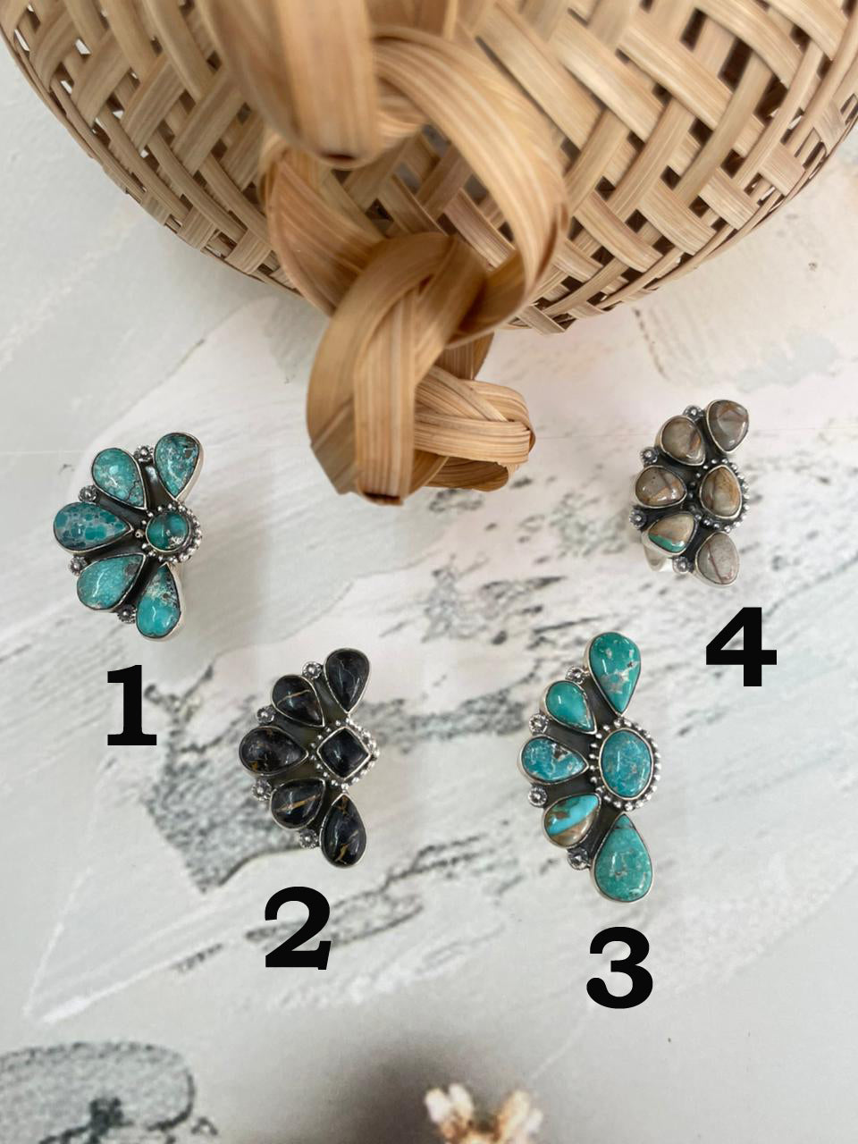 Handmade Sterling Silver Multi Stone Adjustable Ring "Signed Nizhoni"