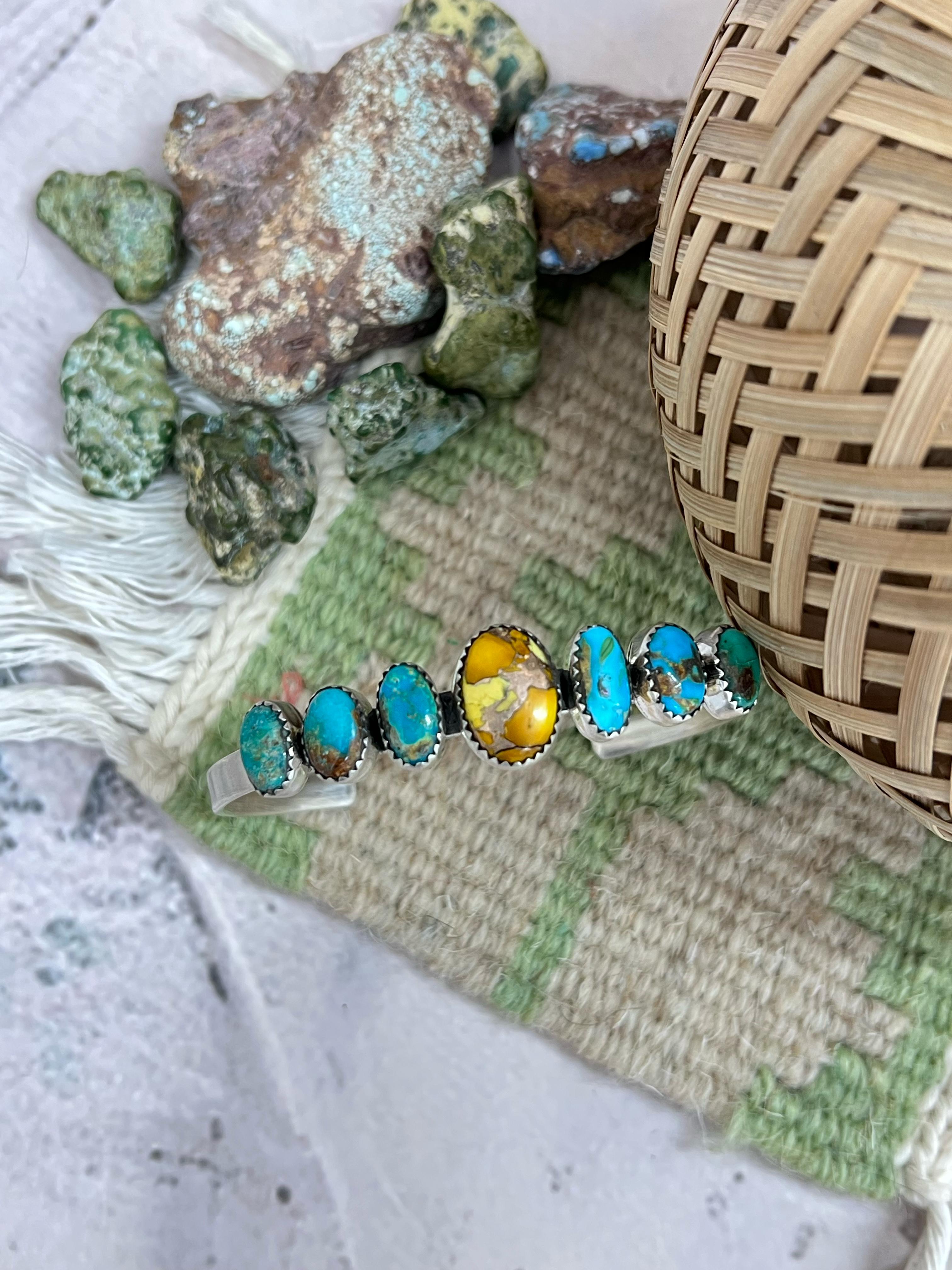 Handmade Sterling Silver Honey Dahlia with South Hill Bracelet with Signed Nizhoni