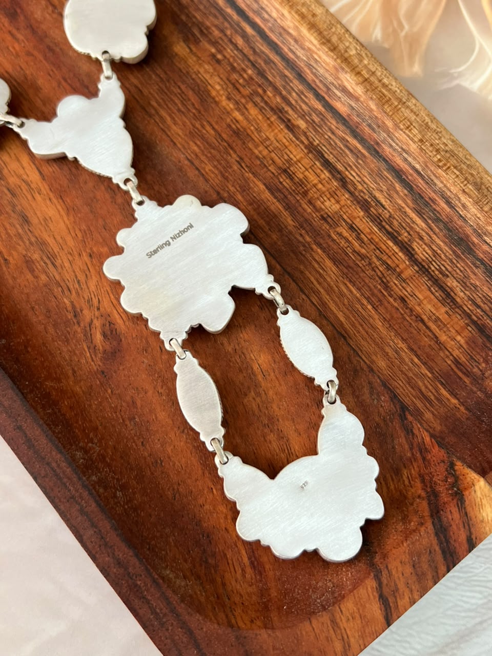 Handmade Sterling Silver Golden Hills Turquoise Necklace Signed Nizhoni