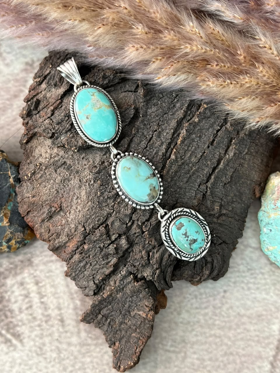 Handmade Sterling Silver Campitos Turquoise Collection: Pendant Signed Nizhoni